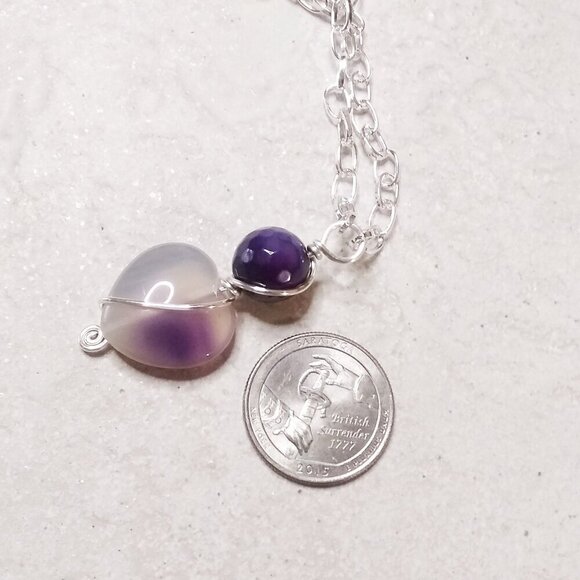 Hand Crafted Jewelry - Sweetheart! Plump Purple Agate Heart Necklace! Super Cute & Feminine & Girlie!
